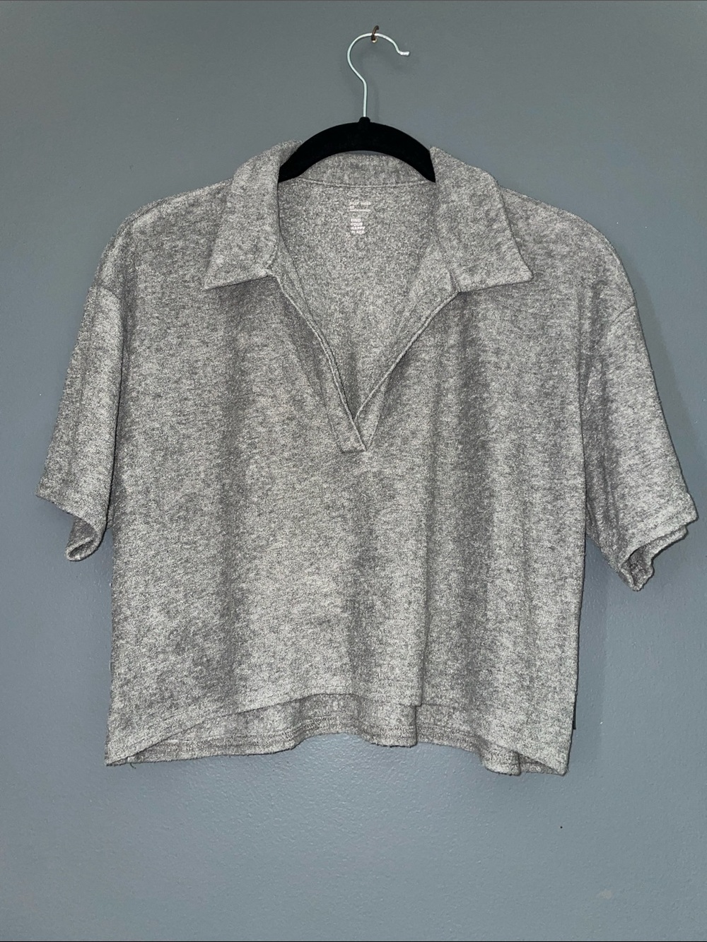 Gilly Hicks Dark Gray Cropped Polo Top